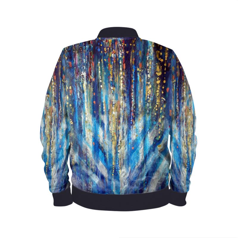 Men's Satin Bomber Jacket | "Menorah Rambam Gem" by Yoram Raanan