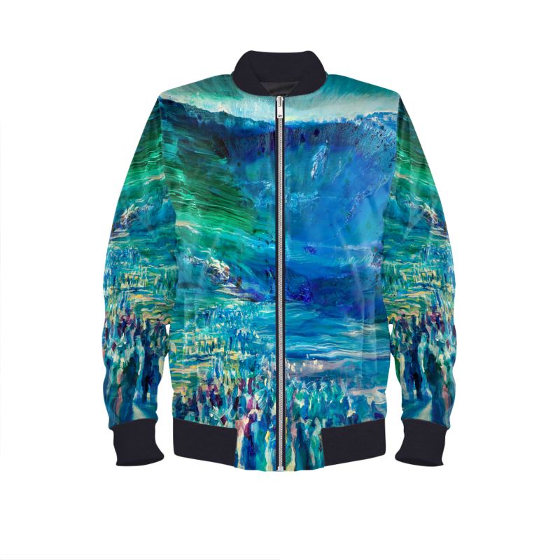 Men's Satin Bomber Jacket | "Crossing the Red Sea" by Yoram Raanan