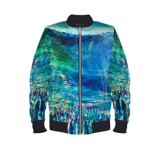Men's Satin Bomber Jacket | "Crossing the Red Sea" by Yoram Raanan