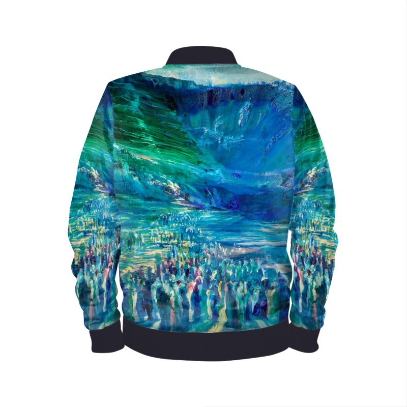 Men's Satin Bomber Jacket | "Crossing the Red Sea" by Yoram Raanan