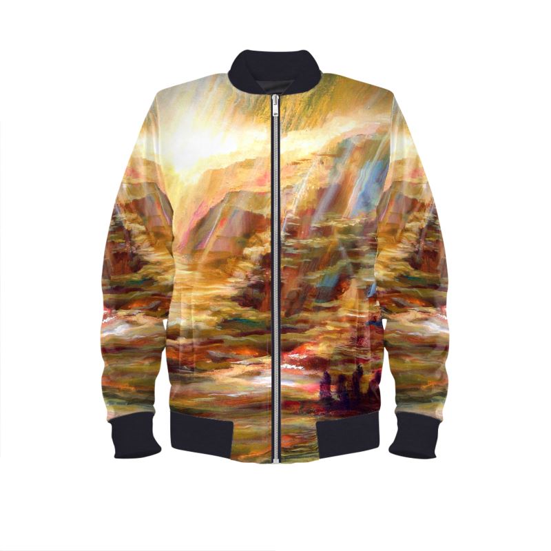 Men's Satin Bomber Jacket | "On the Way to Sinai" by Yoram Raanan