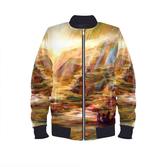 Men's Satin Bomber Jacket | "On the Way to Sinai" by Yoram Raanan