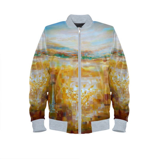 Men's Satin Bomber Jacket | "Jerusalem Tree of Life" by Yoram Raanan