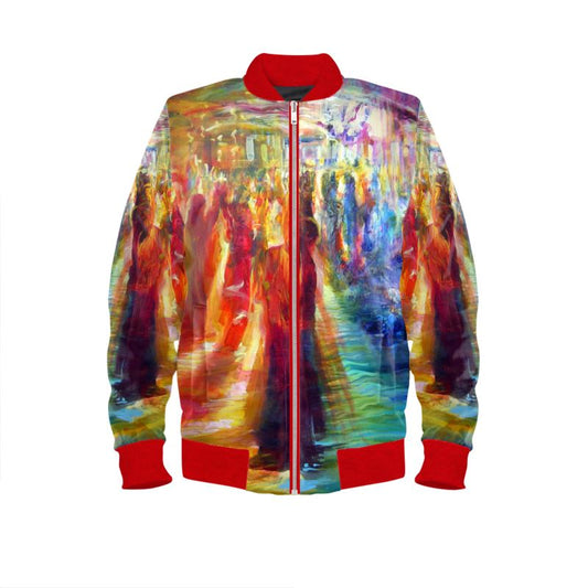 Men's Satin Bomber Jacket | "Rainbow Dance" by Yoram Raanan