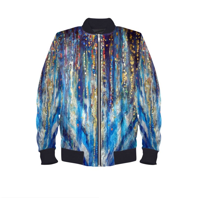 Men's Satin Bomber Jacket | "Menorah Rambam Gem" by Yoram Raanan