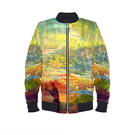 Women's Satin Bomber Jacket | "The Dance of Life" by Yoram Raanan