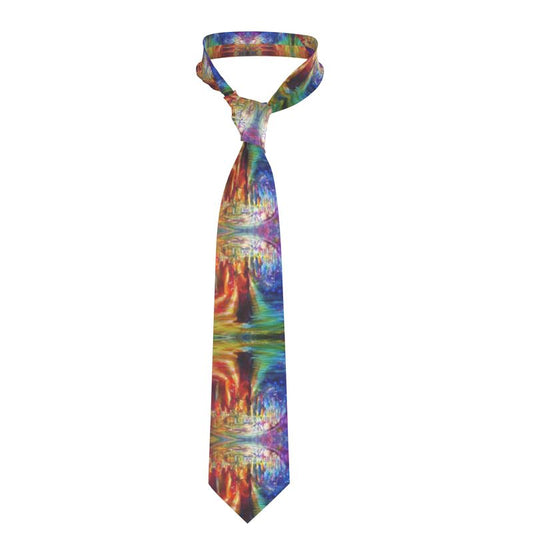 Handmade Silk Tie | "Rainbow Dance" fractal by Yoram Raanan