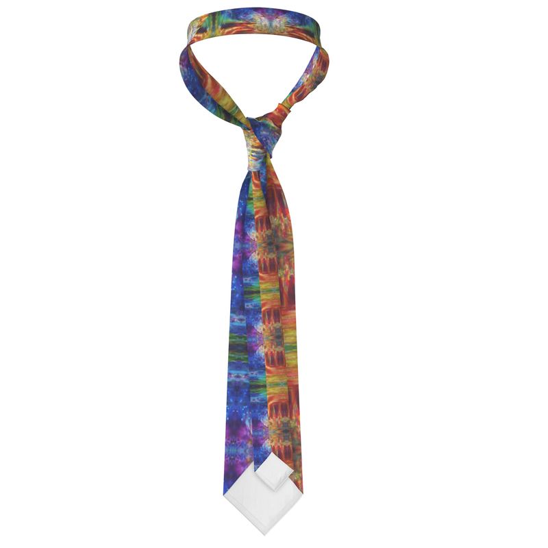 Handmade Silk Tie | "Rainbow Dance" fractal by Yoram Raanan