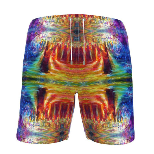Men's Swim Shorts | "Rainbow Dance" FRACTAL by Yoram Raanan