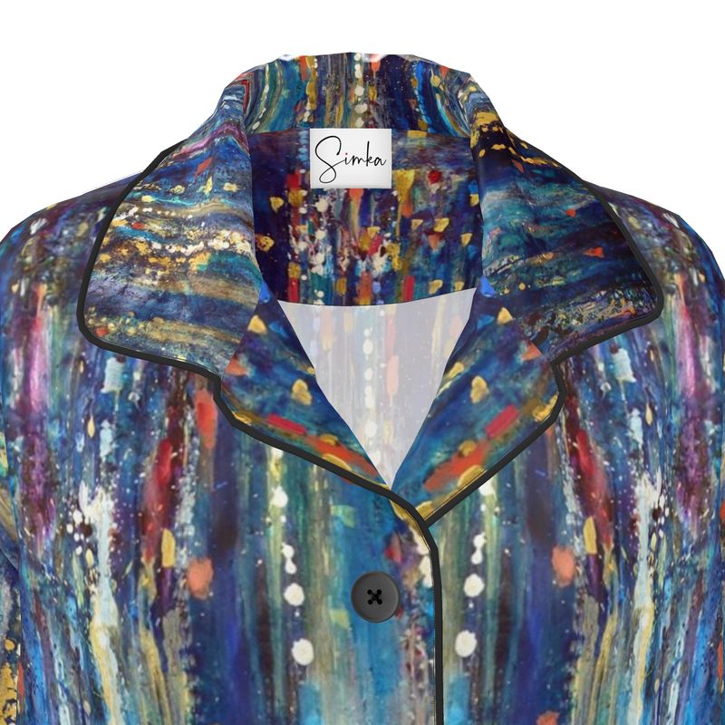 Women's Luxury Pajama Shirt | "Menorah Rambam Gem" by Yoram Raanan
